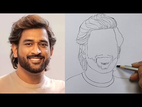 How to Draw MS Dhoni / MS Dhoni Easy Face Drawing