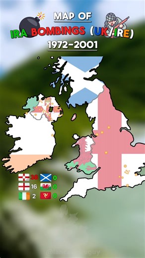 Map Of IRA Bombings 1972-2001 | #mapping #fyp #shorts #uk #ireland #war #geography #geotube