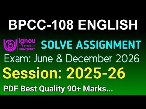 BPCC 108 Solved Assignment 2025-26 English, BPCC 108 Solved Assignment 25-26, BPCC-108 Assignment