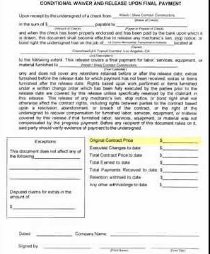 Conditional Lien Waiver on Final Payment