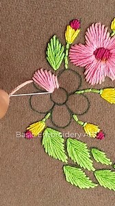 ABC Fishbone stitch flower hand embroidery shorts 2 | Basic Embroidery ABC
