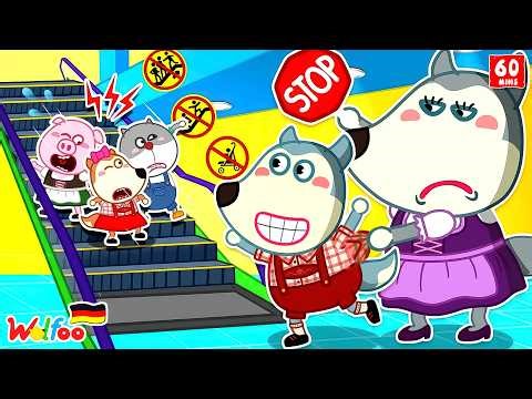 Wolfoo Story 🐺 Escalator Adventure in the Shopping Center - Safety Tips for Children