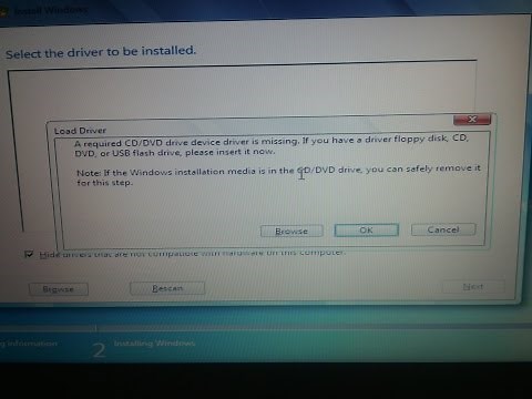 Windows 7 - CD / DVD driver missing ERROR BUG FIX installing from DVD or USB
