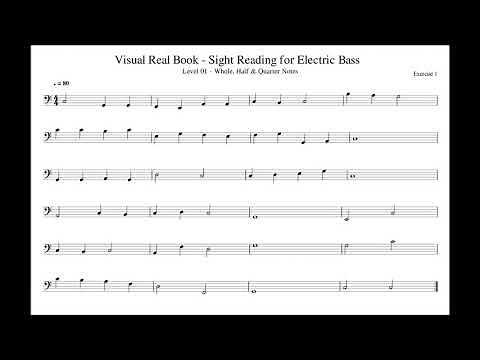 Sight Reading for Bass, Level 01 (Whole, Half & Quarter Notes), Exercise 01