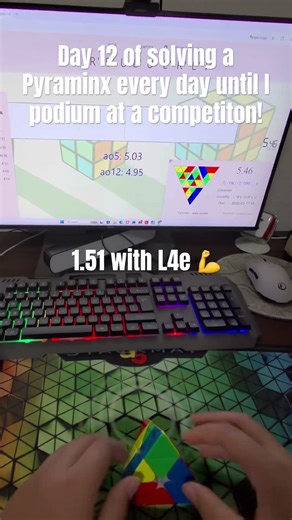 Day 12 of solving a Pyraminx every day until I podium at a competition! #rubikscube #transition