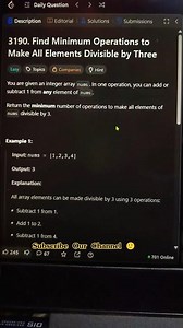 LeetCode 3190 Solution⚡| Make All Elements Divisible by 3 | Java C++ Python | Daily Coding Shorts