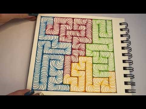 Relaxing Maze Zendoodle | Satisfying Color Worm Pattern for Beginners | Chaos to Calm