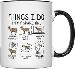 YouNique Designs Goat Coffee Mug - Portable Coffee Cup 11 Oz, Funny Goat Gifts for Women, Goat Mug, Goat Gifts for Goat Lovers, Goat Themed Gifts, Goat Gifts, Goat Mom (Black Handle)