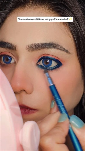 blue smokey eyes tutorial using just one product ✨💙#makeup #trending #shorts #short