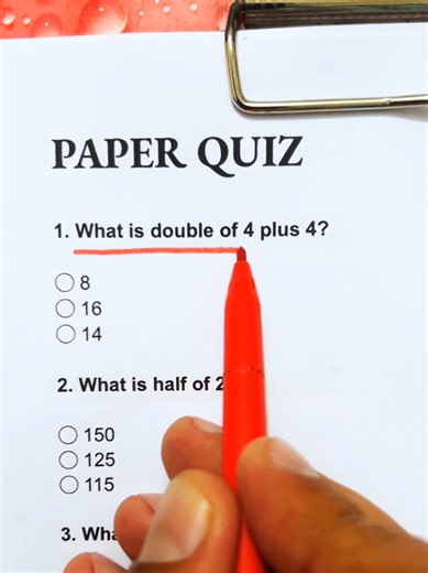 It's your Math Test Can you get all right ? #paperquiz02 #science #quizusa #quiztime #anatomy
