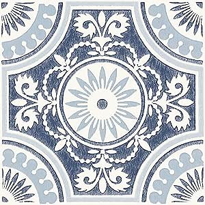 FloorPops 12-in by 12-in Blue Ezra Vinyl Peel & Stick Floor Tiles (10 Tiles), (10 sq.ft./Carton)