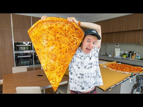 Eating the World's BIGGEST Slice of Pizza!!