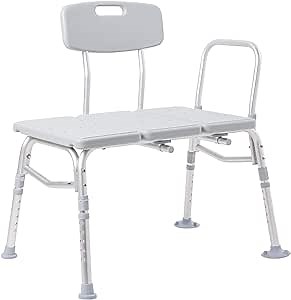 McKesson Transfer Bench for Bathtubs, Aluminum, Adjustable Height, 17.5 in to 22.5 in, Up to 400 lbs, 1 Count