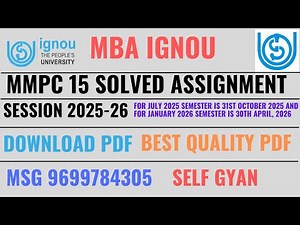 MMPC 15 solved assignment 2025 - 26 IGNOU MBA download SELF GYAN