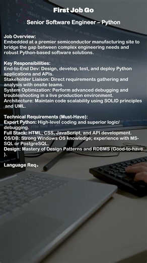 Senior Python Software Engineer – Semiconductor Manufacturing (Miyagi, Japan) | First Job Go