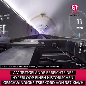 23K views · 354 reactions | Rekordverdächtig: Hyperloop One stellt historischen Geschwindigkeitsrekord von fast 400 km/h auf | Die Tester | Facebook