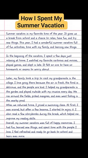 14K views · 131 reactions | How I Spent My Summer Vacation ( Essay writing for students) #essaywriting #summervacationessay | English Class | Facebook