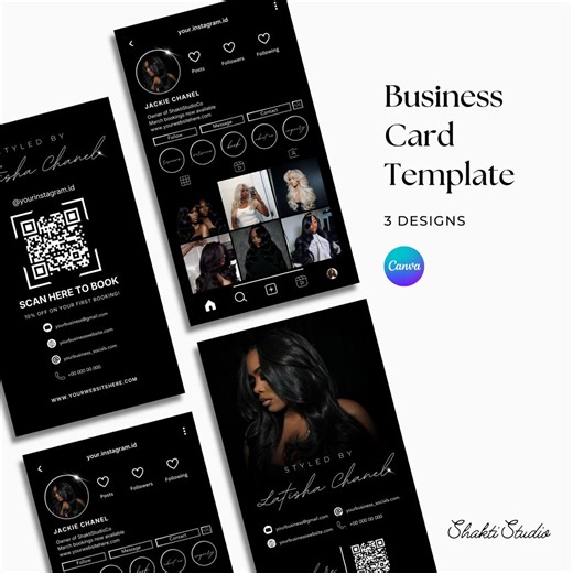 Instagram Business Card Template Design QR Business Card Hairstylist Nails Lashes Salon Beauty Artist Business Card Template - Etsy