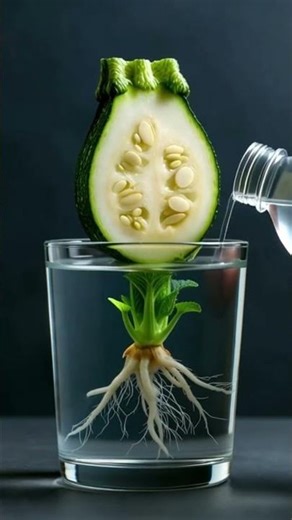 timelaps Growing Zucchini in Water 10 scend