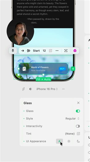 Liquid Glass changes colors based on BG content #liquidglass #ios26 #createwithplay #prototype