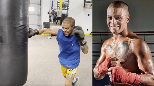 Wilfredo Vazquez Jr exhibiting crushing punching power on heavy bag at Bones Adams | Training