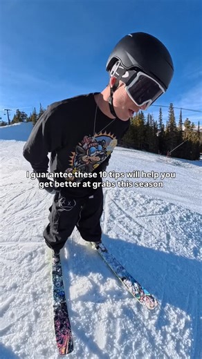 Ian Osby on Instagram: "1. Pick one grab + visualize it before you drop. Decide exactly what you’re grabbing and where your hand is going before you hit the lip. ￼ 2. Pop first, then grab. Set your takeoff and rotation (if you’re spinning) before you bring knees up and reach. Most “sloppy grabs” come from grabbing too early. ￼ 3. Bring the skis to your hand (knees up)… not your hand to the skis. The grab gets way easier when you actively suck your knees up and keep your body compact. ￼ 4. Start 