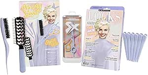 Cricket It’s All Good Stylist Tools Kit - Professional Salon Haircutting Scissors, Hair Cape, Static Free Vent Hairbrush, Teasing Brush, and Hair Clips Set, But First, Serotonin, Lavender