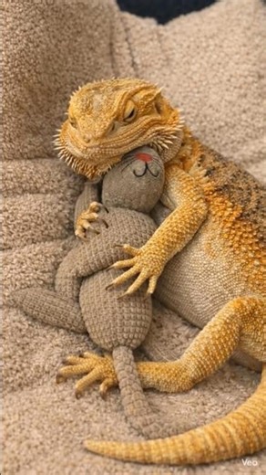 🦎 My cute rescue lizard cuddles his teddy bear🧸 #shorts #short