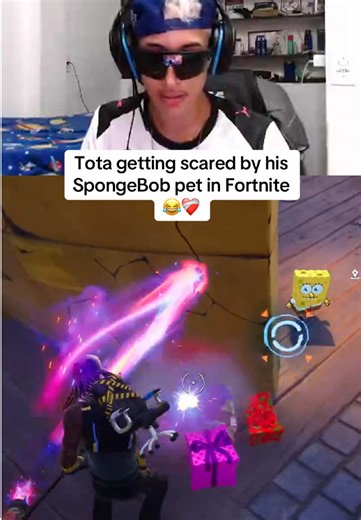 Tota y su mascota SpongeBob en Fortnite