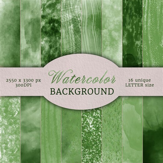 16 Unique Green Watercolor Digital Paper Background Pack Printable Junk Journaling Scrapbooking Paper Design - Etsy