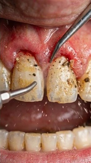 Scraping Off Years of Hard Tartar Behind Front Teeth Intsantly