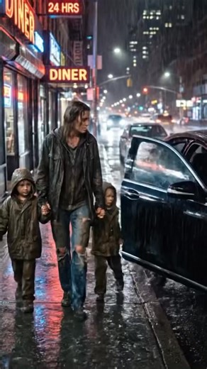 "After a single reckless night with a poor hotel maid ten years ago, a billionaire never expected to find her again—let alone see her on a New York sidewalk, begging in the rain with two twins who looked just like him… The rain was coming down in relentless sheets over Manhattan, turning the lights of Times Square into a blur of neon on the asphalt. In the back seat of a black Rolls-Royce, Alexander Reed, 42, billionaire real estate mogul, scrolled through emails on his phone while his driver cr