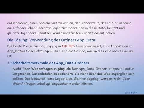 Beste Praktiken zum Speichern von Logdateien in Ihrer ASP.NET Anwendung