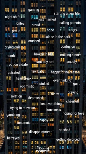 You never really know what someone’s carrying. Behind every window, a celebration, a breakdown, a quiet moment no one will ever see. We’re all under the same sky, still holding on, still hoping, still finding light in the dark. ❤️ | Power of Positivity