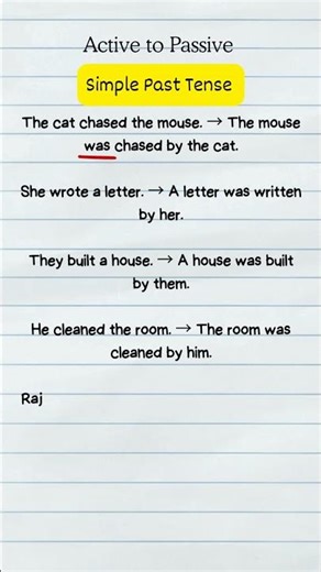 Active to Passive example sentences ---Simple Past Tense