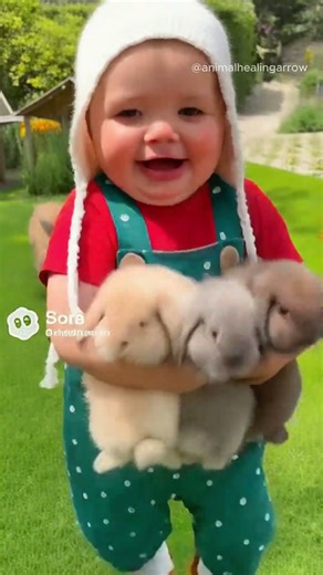 Baby Runs Off with the Bunny… Mom Rabbit in Panic Mode!#babyfunny