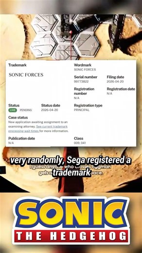 SEGA has unexpectedly trademarked "Sonic Forces" in Japan. #shorts #shortvideo #shortsfeed #sonic