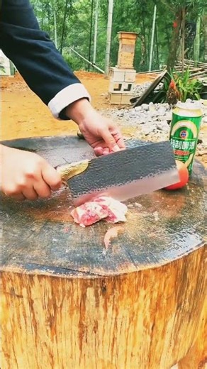 Premium Cleaver Test Slicing through Impossible Objects !"#premiumcleaver#slicing#heavyblade#shorts
