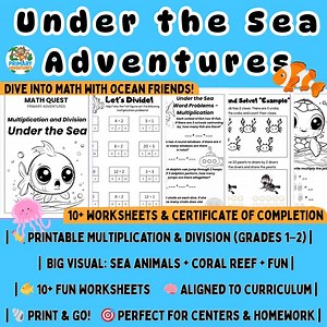 Underwater Math Practice | Multiplication & Division Fun - Etsy