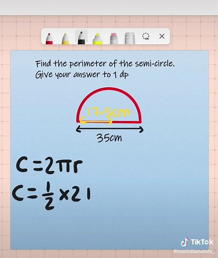 To find the perimeter of the semi-circle, we must half the circumference first & then add the diameter #perimeter #circumference #diameter #radius #circle #semicircle #psle #pslemath #gcse #igcse #ks3 #math