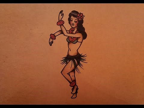 How to Draw an Old School Hula Girl Pin-up by thebrokenpuppet