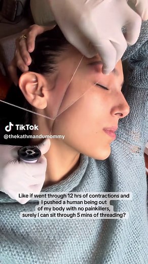 I love @Peacheswaxstudio but what are the girlies who have never given birth thinking about to cope with the pain of threading? I need to know! #threading #copingmechanism