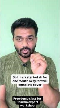 Free demo class on Pharma export workshop #pharmaexport