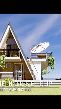 A Frame Small House Design with Pool, Tiny House Design, Small Cabin, Modern Bahay Kubo Q Architect