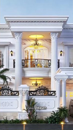 Desain Rumah Klasik Mewah 2 Lantai 4 Kamar Tidur