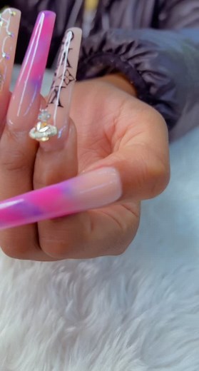 Stunning Long Acrylic Nails with Intricate Designs