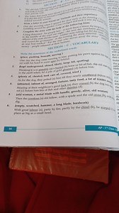 Write the synonyms of the underlined words:(place, pushing, b... | Filo