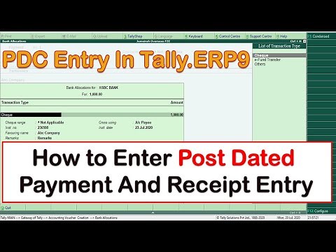 How to Enter Post Dated Cheque Payment And Receipt Entry in Tally.ERP9