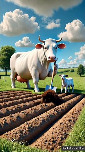 Cow and her baby farming 😭| story of cow and monkey #cow #ai #animals