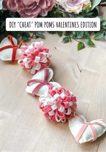 Did you know that I can’t make yarn pom Poms? I have tried so hard to learn and they always turn out terrible. So I came up with this ‘cheat’ way to make Pom Poms out of felt instead😆 #valentinescraft #crafttutorial #crafter #diycraftideas #crafttok